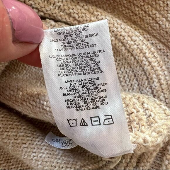 Calvin Klein Tan Beige Cowl Neck Casual Knit Ribbed Sweater Size Medium - Picture 9 of 10